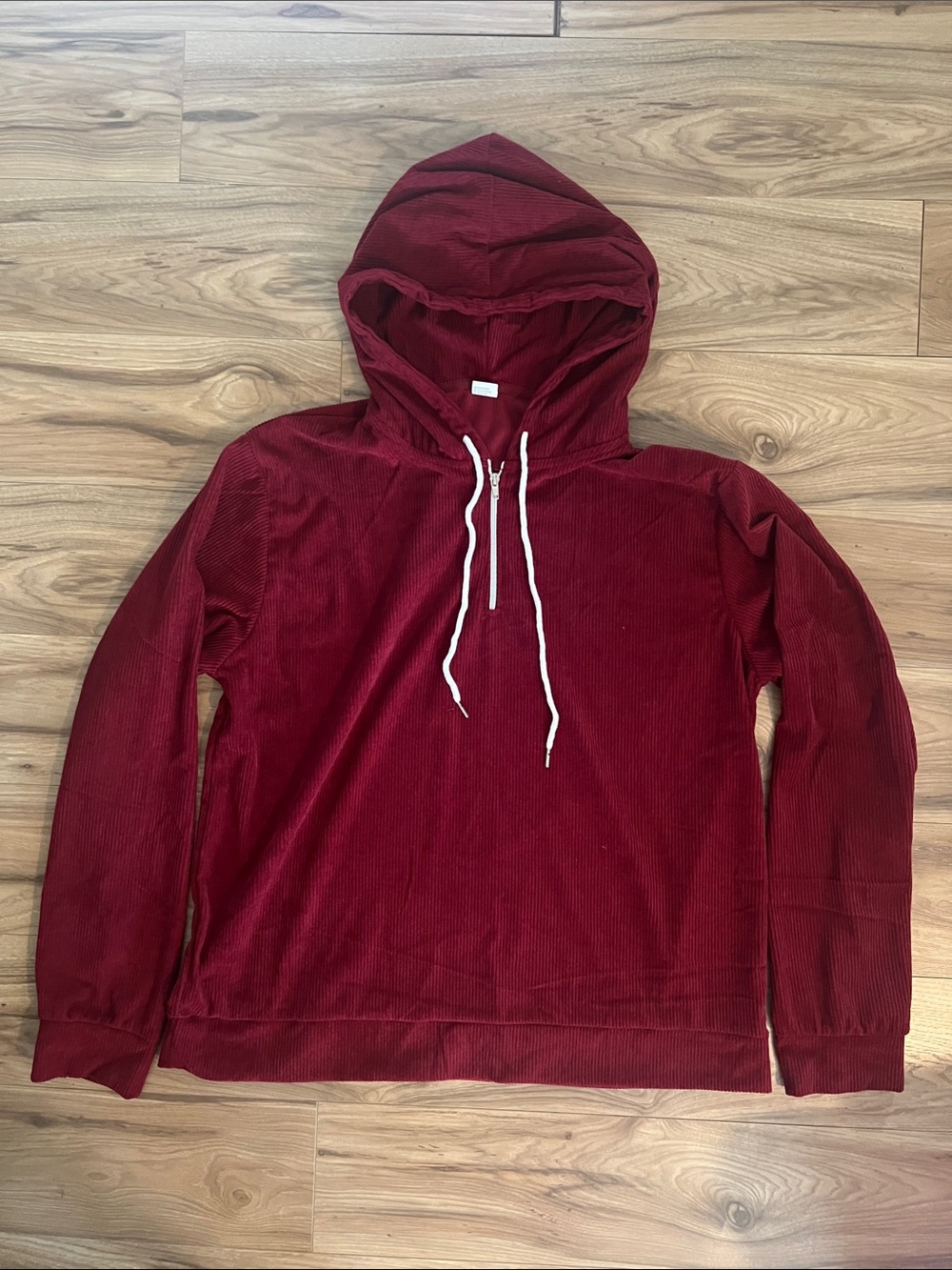 Men's Burgundy Hoodie - Lightweight Corduroy Pullover